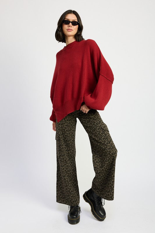 Grey Leopard Cargo Wide Leg Pants