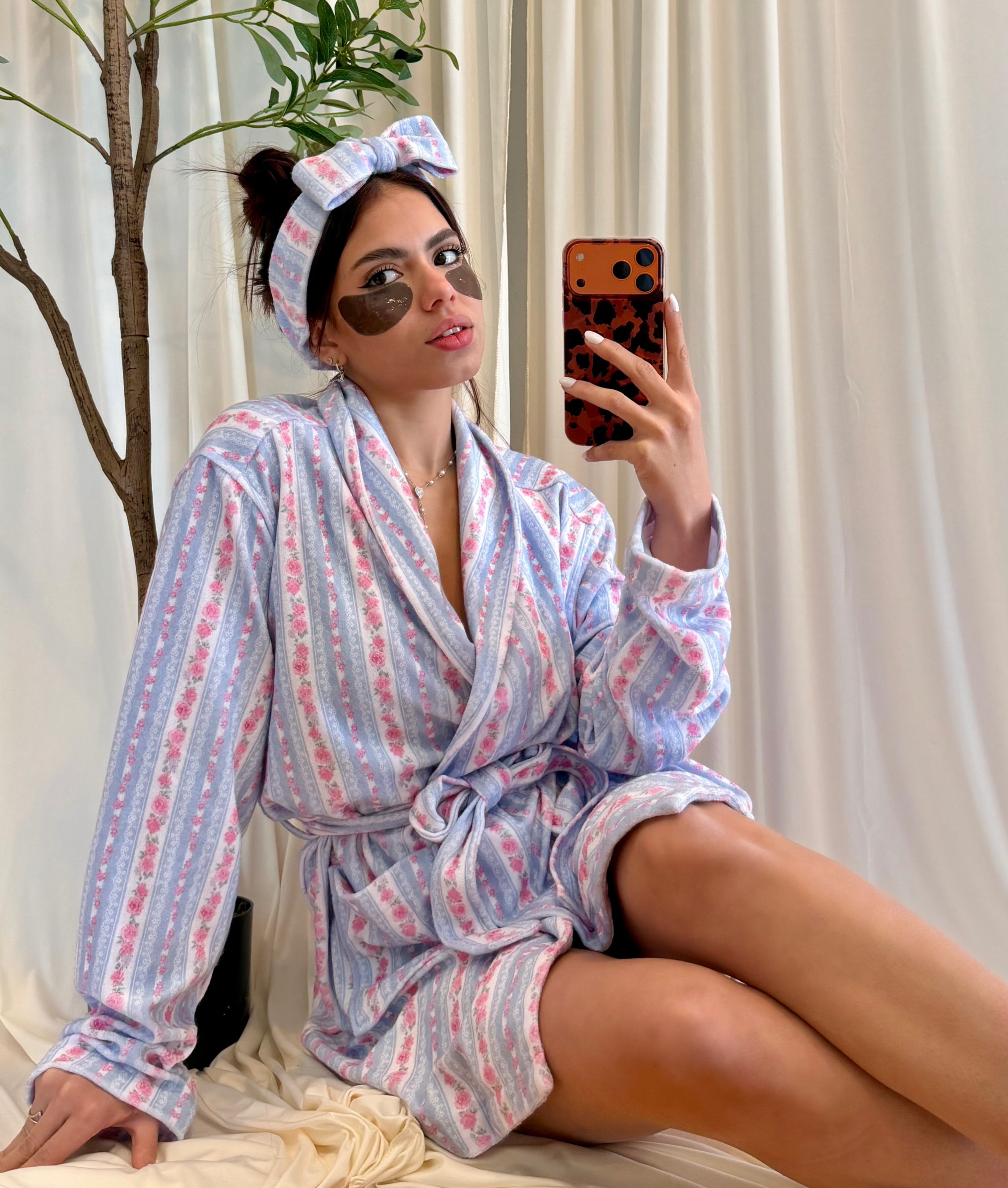 Rose Stripe Floral Robe (Set)