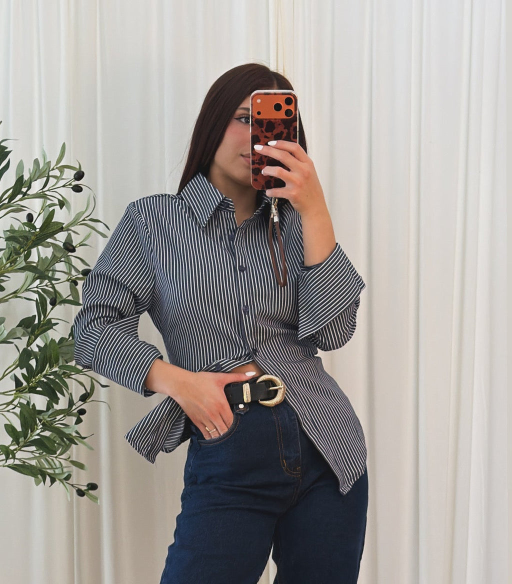 Navy Muse Tie Back Shirt