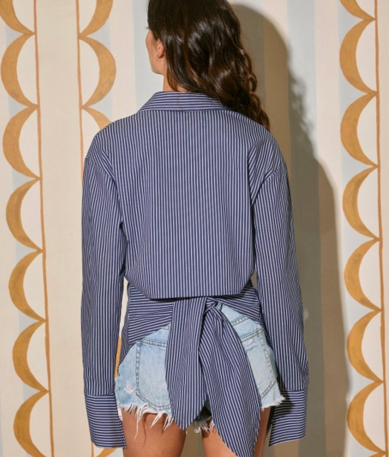 Navy Muse Tie Back Shirt