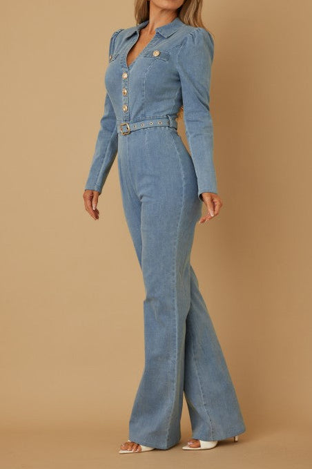 Long Sleeve Denim-Look (Jumpsuit)