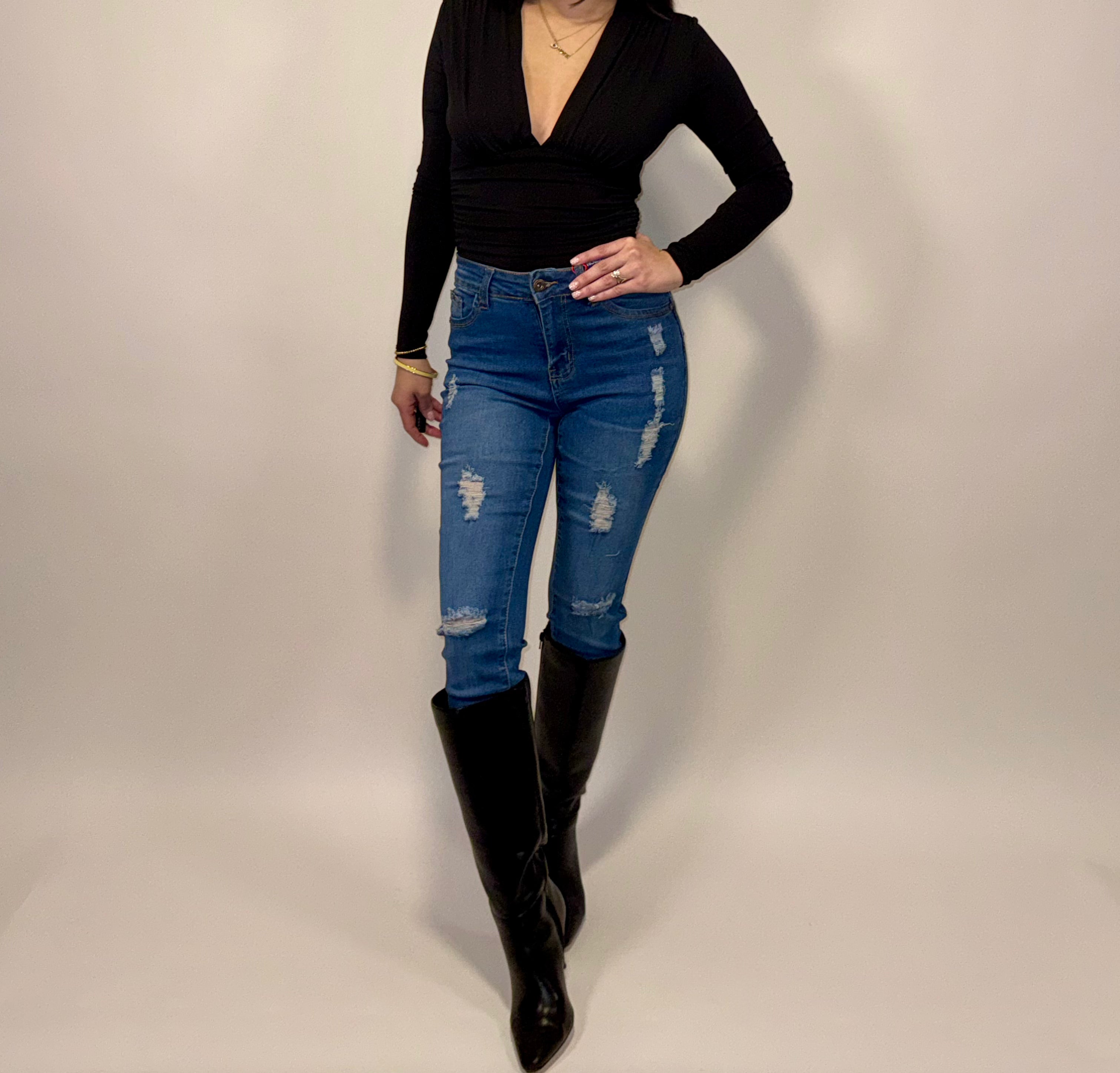 Colombian Boss Energy Distressed High-Rise Jeans