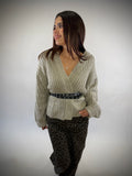 Warm Grey Wrap Cardigan With Belt